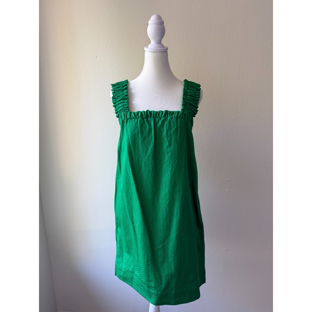 Something Navy Women's Size XS Green Textured Sundress‎ Ruffle Straps Y2K Casual
